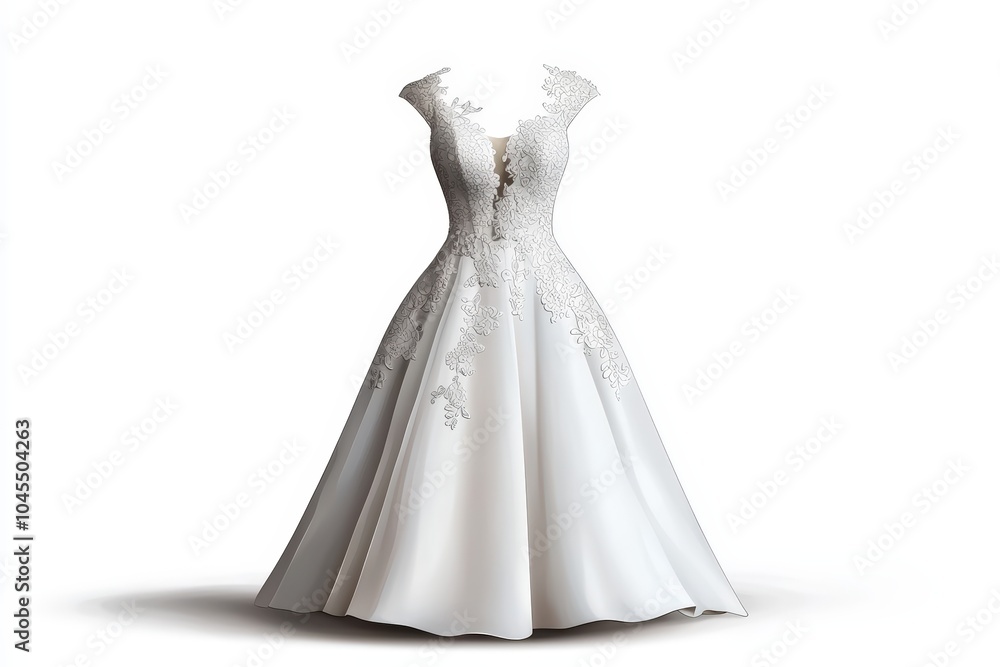 Elegant bridal gown with intricate lace detailing, perfect for weddings, special events, or fashion showcases. Elegant bridal gown with intricate lace detailing, perfect for weddings, special events, or fashion showcases.