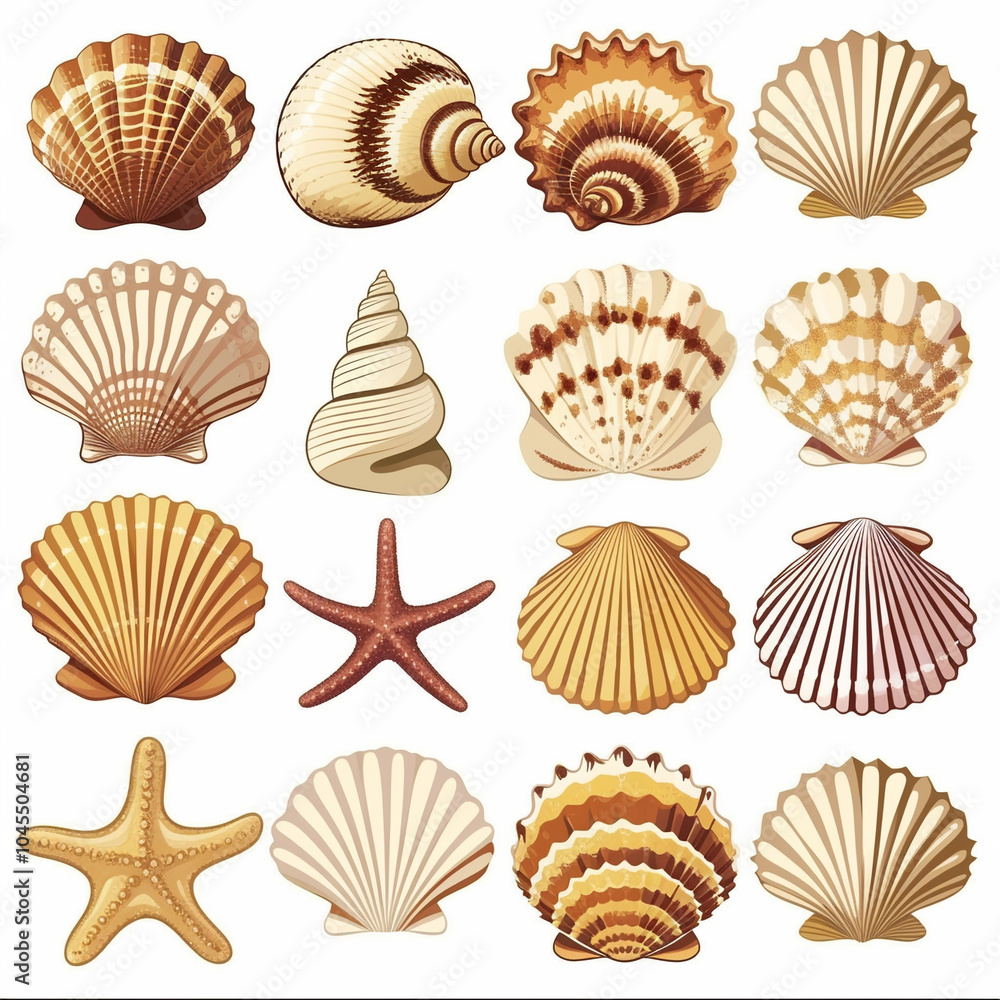 A collection of seashells and starfish A collection of seashells and starfish