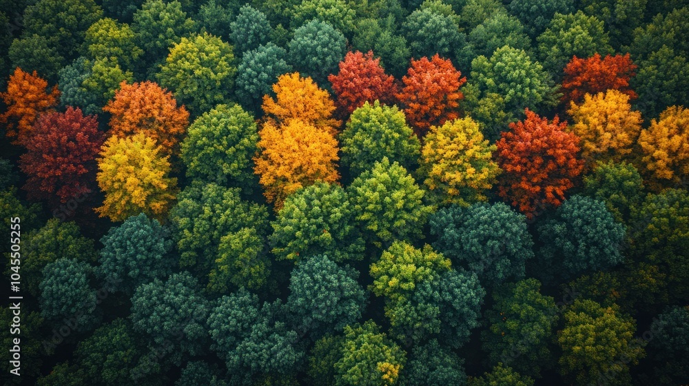 Aerial view of a vibrant forest showcasing autumn foliage in various colors. Aerial view of a vibrant forest showcasing autumn foliage in various colors.