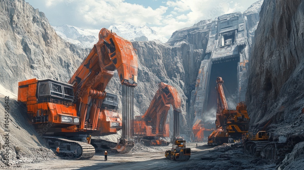 Smart mineral extraction systems featuring AI and robotic machinery improving efficiency in mining. Smart mineral extraction systems featuring AI and robotic machinery improving efficiency in mining.