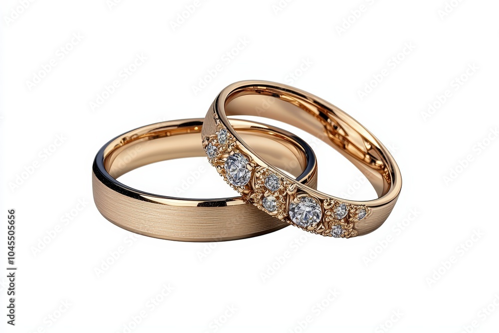 Elegant gold wedding rings adorned with sparkling diamonds, symbolizing love and commitment for special moments. Elegant gold wedding rings adorned with sparkling diamonds, symbolizing love and commitment for special moments.
