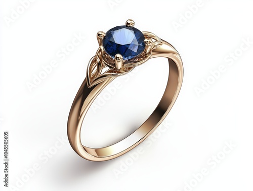 Elegant gold ring featuring a stunning blue gemstone, perfect for engagement or special occasions. photo