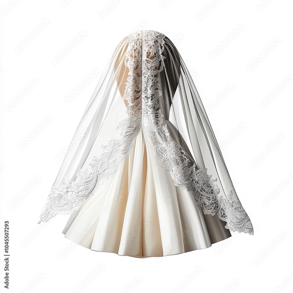 Elegant wedding dress adorned with intricate lace and a flowing veil, perfect for bridal photography and ceremonies. Elegant wedding dress adorned with intricate lace and a flowing veil, perfect for bridal photography and ceremonies.