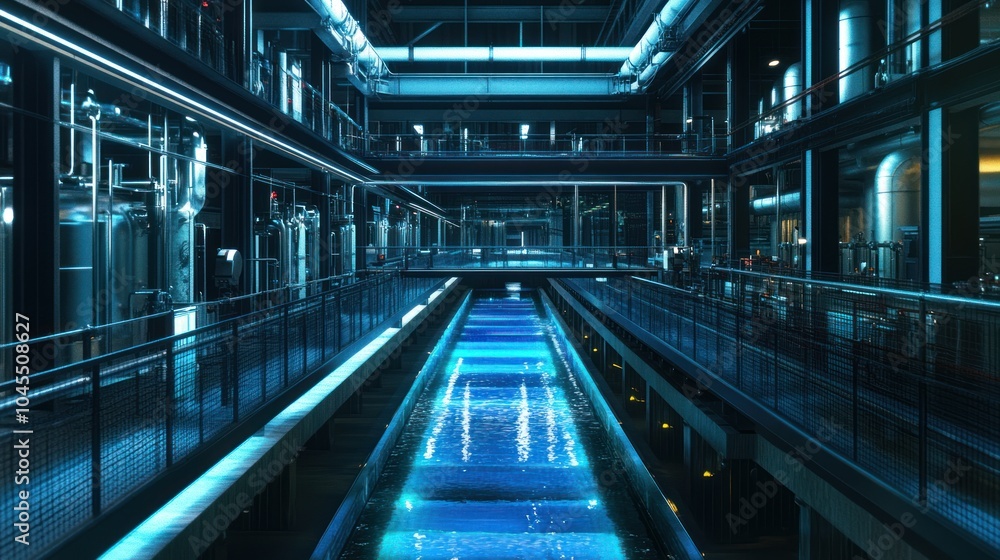 Sustainable water production facility utilizing renewable energy for clean water generation. Sustainable water production facility utilizing renewable energy for clean water generation.