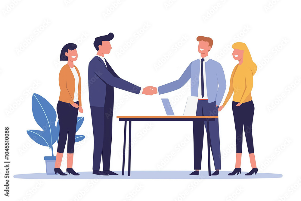 Business people, handshake and welcome for tech meeting, partnership deal and employee collaboration. Business people, handshake and welcome for tech meeting, partnership deal and employee collaboration.