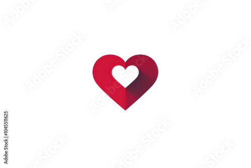 Minimalistic red heart logo with overlapping design on a transparent background, symbolizing love, passion, and unity in a modern style.