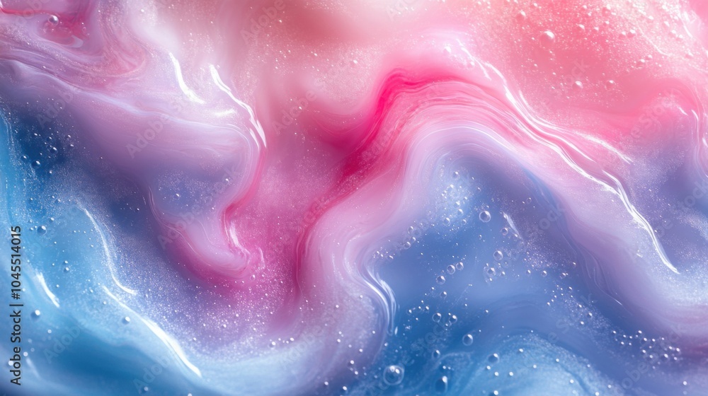 Fototapeta premium Brightly colored liquid pouring into a glass with a pink and blue swirl
