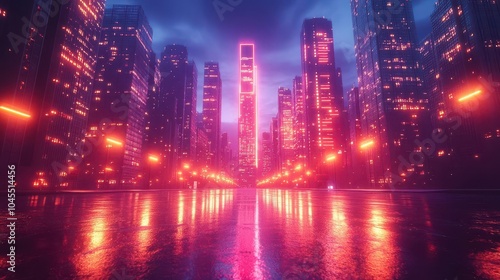 futuristic cityscape illuminated by glowing neon lights showcasing a vibrant metaverse environment filled with advanced architecture and a sense of endless possibilities and innovation