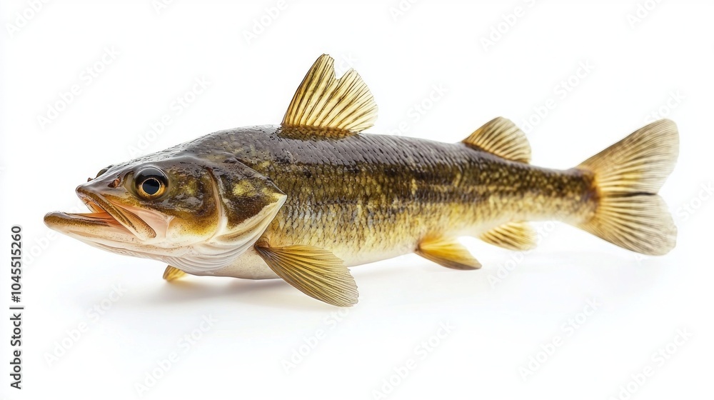 zander known for its elongated body and sharp teeth is showcased against a stark white background highlighting its natural beauty and impressive anatomy. zander known for its elongated body and sharp teeth is showcased against a stark white background highlighting its natural beauty and impressive anatomy.