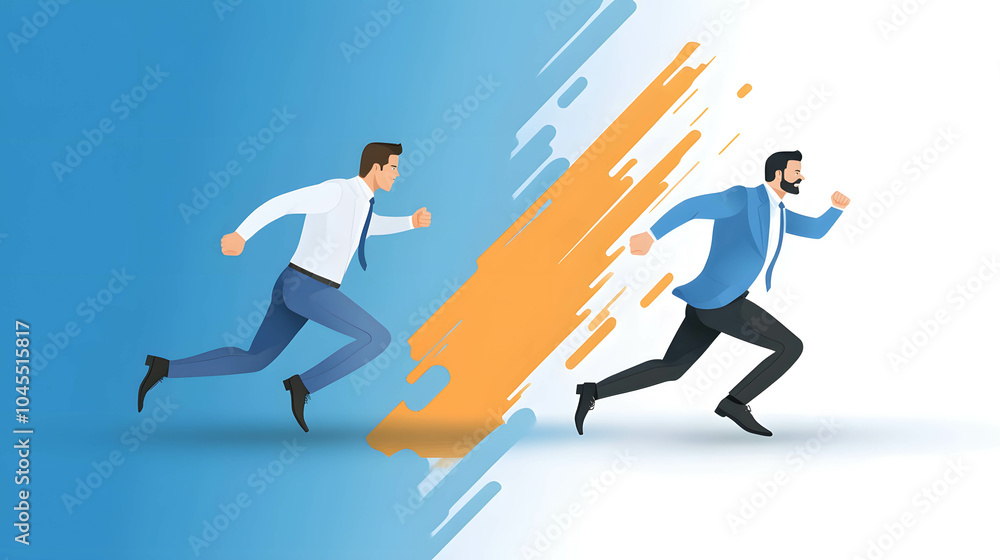 Business competition concept. Businessmen or executives are running in a competition. Business competition concept. Businessmen or executives are running in a competition.