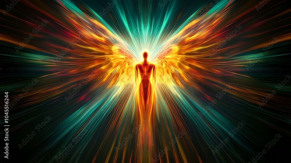 Abstract Art of a Winged Figure in Bright Colors Abstract Art of a Winged Figure in Bright Colors