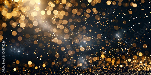 Ai  Falling gold glitter dark background. Can be used for Holiday, any celebration or party.Gold stars dots scatter texture confetti background.