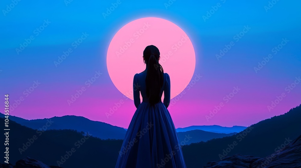Obraz premium Silhouette of a woman in front of a soft