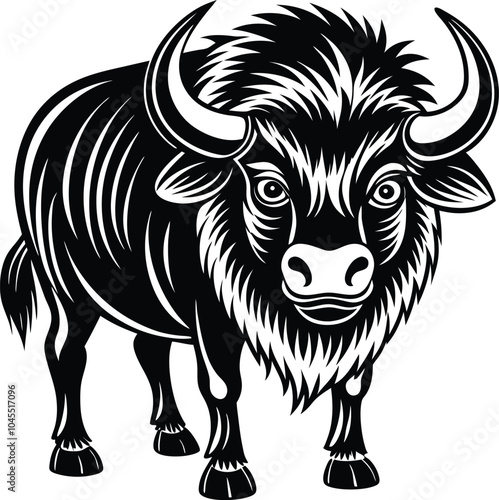 Vector cartoon buffalo animal