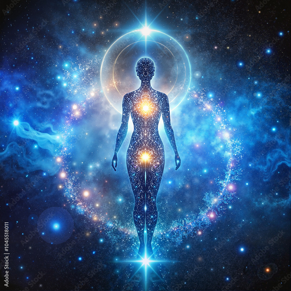 Cosmic Human Silhouette with Stars and Universe Cosmic Human Silhouette with Stars and Universe