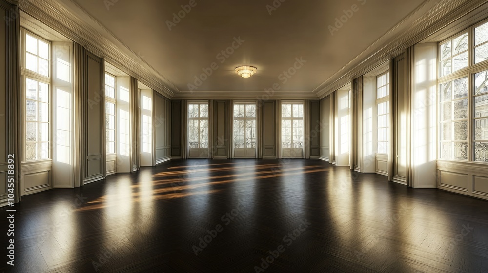 Elegant Light-Filled Interior Space with Large Windows Elegant Light-Filled Interior Space with Large Windows