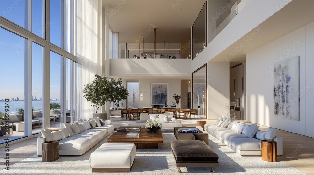 Fototapeta premium Modern Bright Interior of Luxurious Living Space