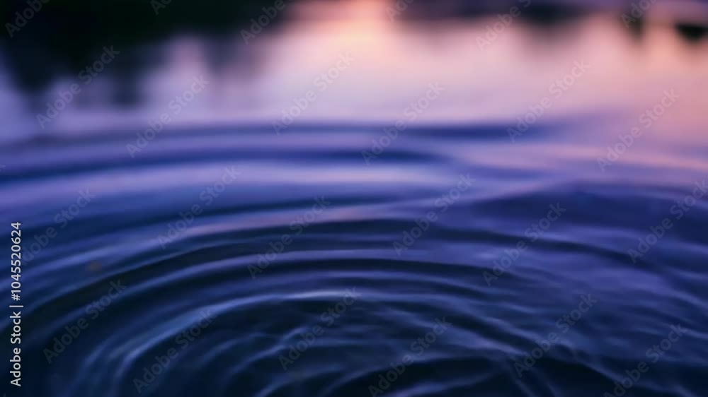 Tranquil purple water ripples at sunset reflecting soft pastel sky Tranquil purple water ripples at sunset reflecting soft pastel sky