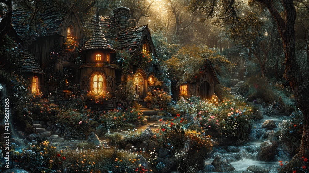 Obraz premium Enchanted Cottage in a Dreamy Forest