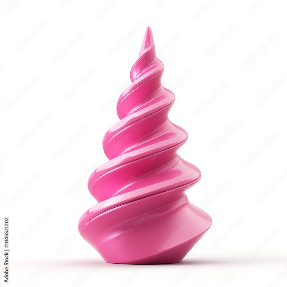 A striking 3D representation of a pink holiday decoration, designed in a unique shape, isolated on a bright white background A striking 3D representation of a pink holiday decoration, designed in a unique shape, isolated on a bright white background