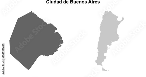 Ciudad de Buenos Aires province blank outline map set