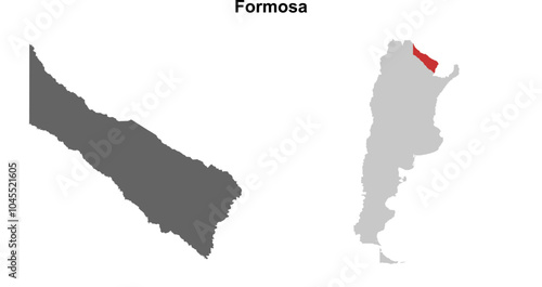 Formosa province blank outline map set