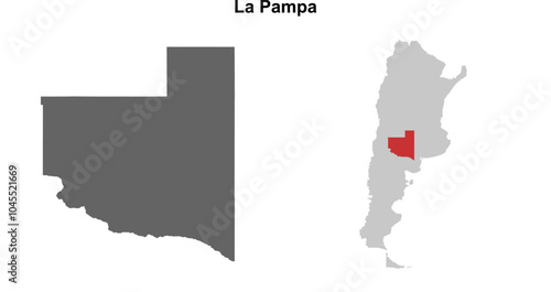 La Pampa province blank outline map set