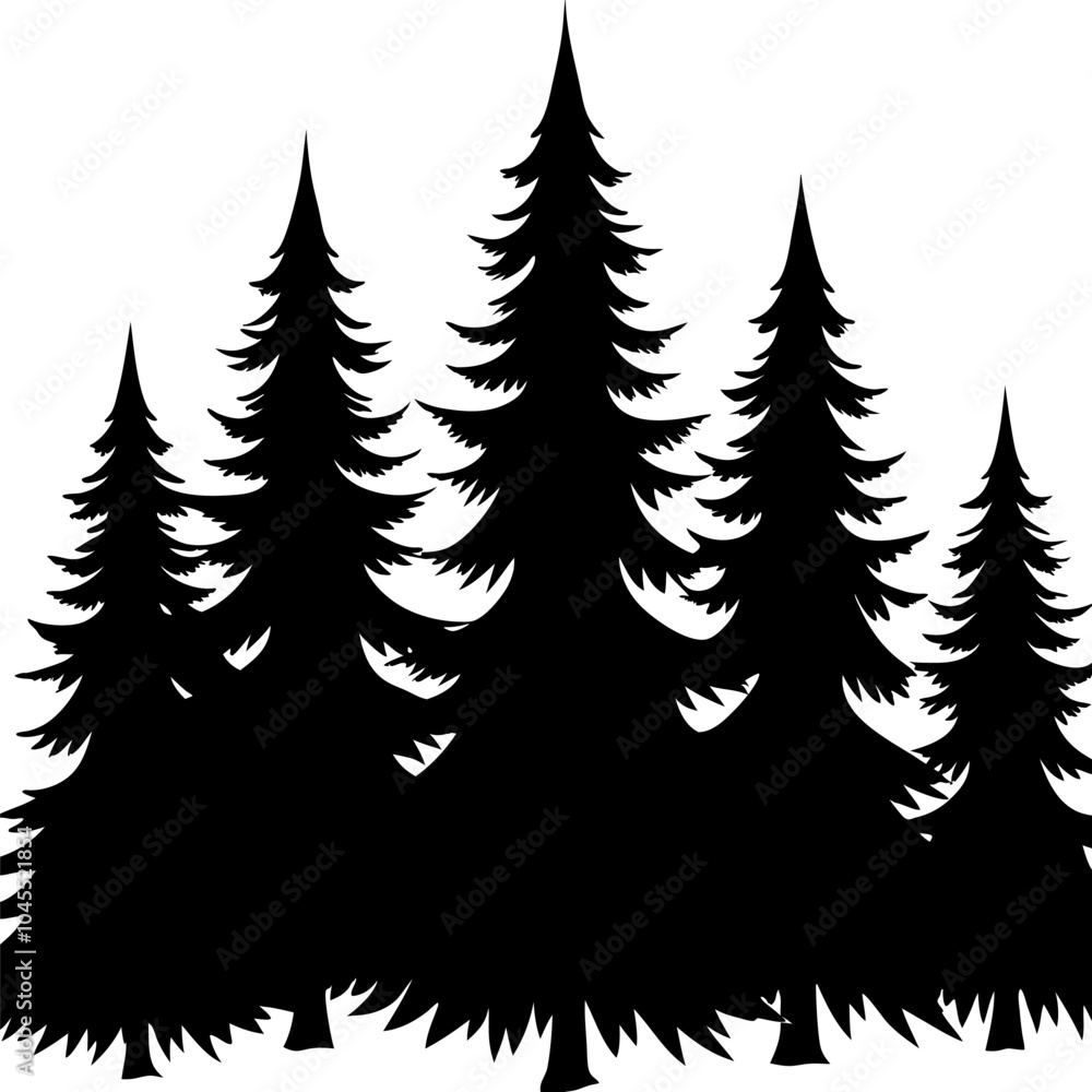 Obraz premium Silhouette of coniferous trees creating a forest landscape