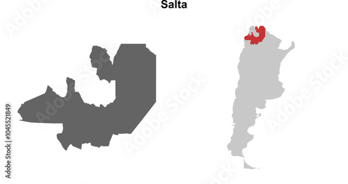 Salta province blank outline map set