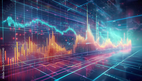 Advanced power grid interface that shows price graphs and data analysis, highlighting market trends and energy usage