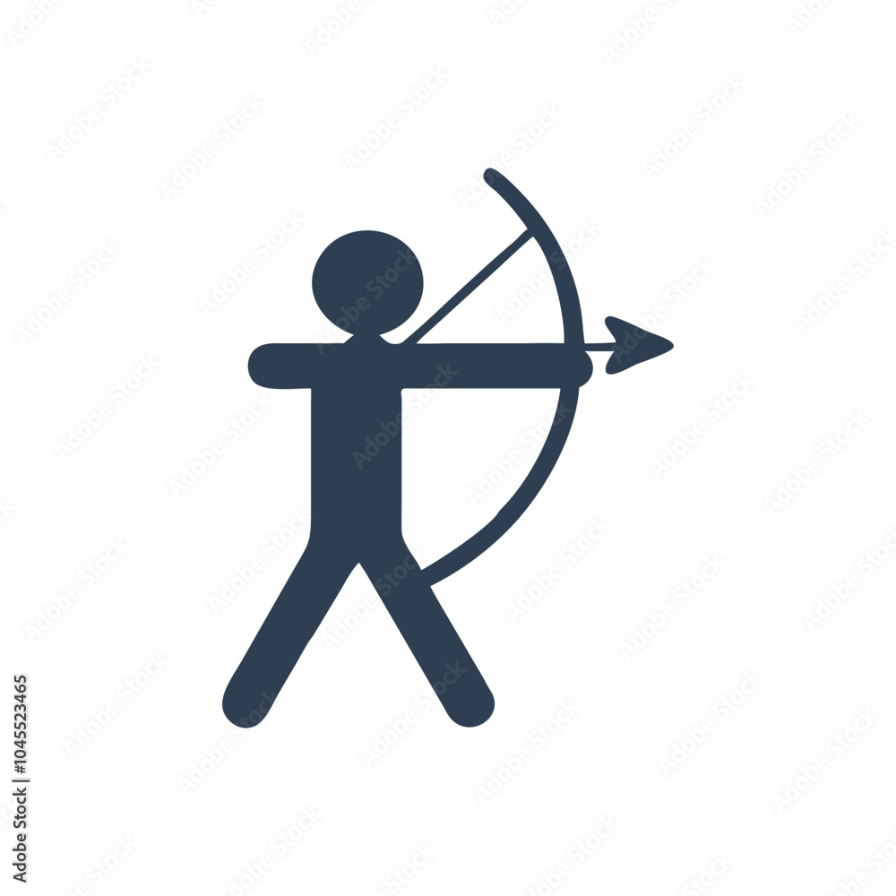 Sportsman With Bow And Arrow Vector Icon on white background Sportsman With Bow And Arrow Vector Icon on white background