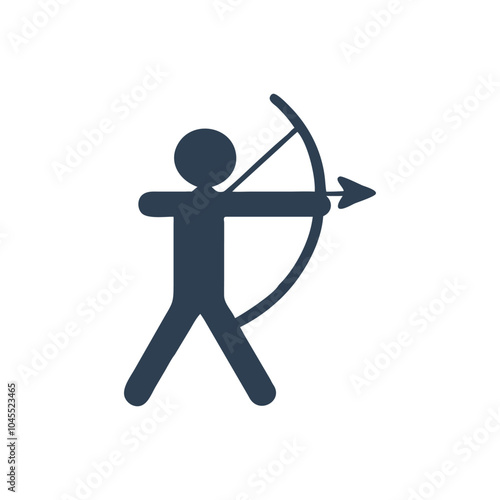 Sportsman With Bow And Arrow Vector Icon on white background