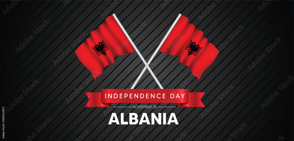 Obraz premium Albania Independence Day 28 November waving flag vector poster