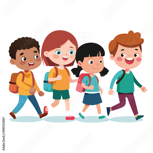 5 character kids back to school vector white background