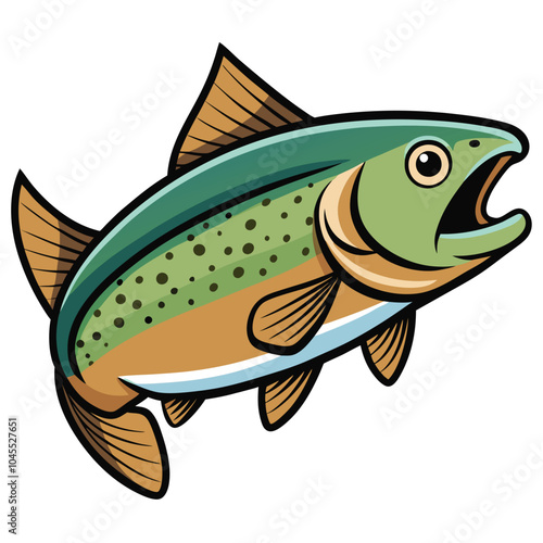 Trout fish vector illustration Isolated white background.