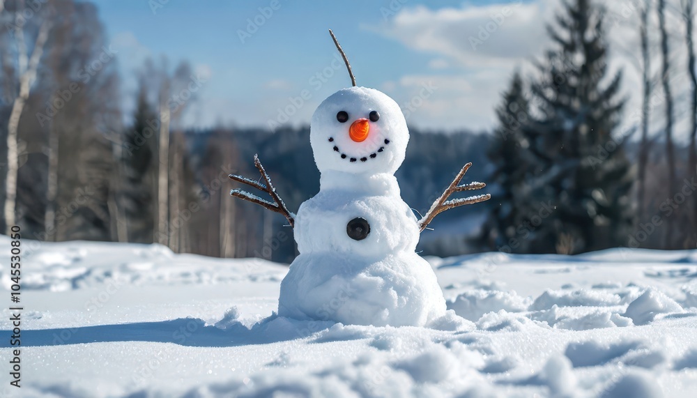 Fototapeta premium Little snowman in the snow