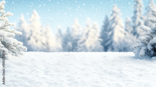 Wallpaper Mural Snowy pine branches with blurred winter forest in the background under a bright blue sky. Torontodigital.ca