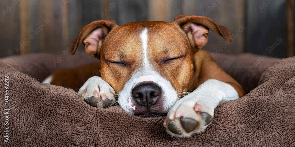 Adorable Dog Sleeping Peacefully in Cozy Bed Adorable Dog Sleeping Peacefully in Cozy Bed