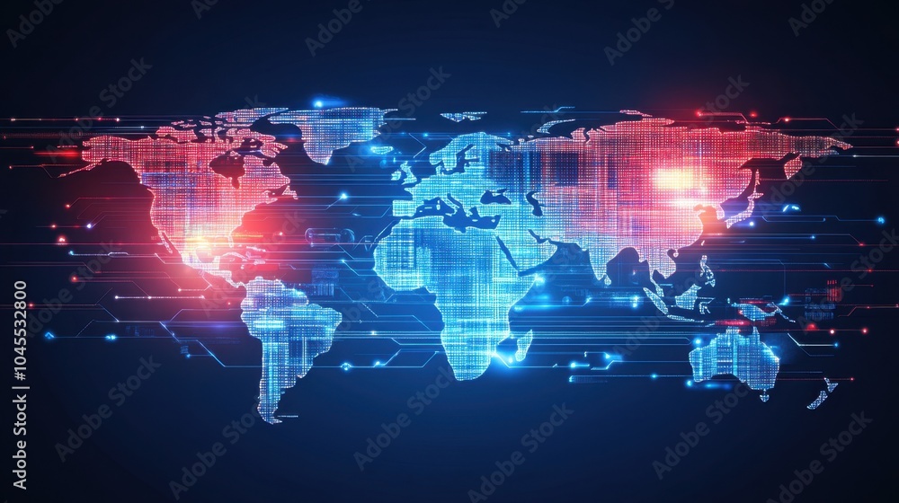 A modern world map with glowing lines showing the global flow of commerce, shipping, and business transactions. A modern world map with glowing lines showing the global flow of commerce, shipping, and business transactions.