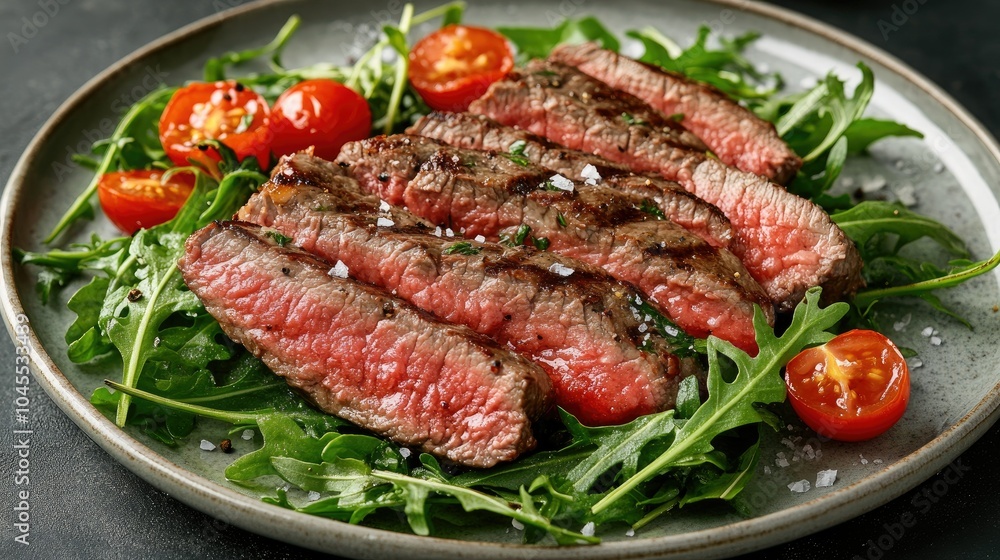 Grilled Steak with Arugula and Cherry Tomatoes Grilled Steak with Arugula and Cherry Tomatoes