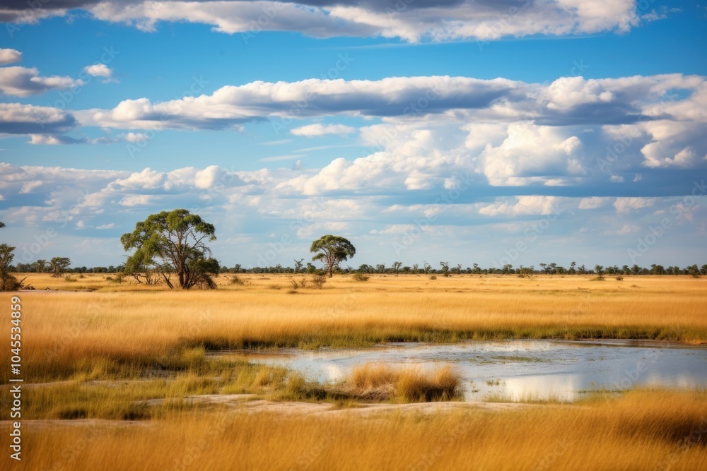 Fototapeta premium Botswana grassland landscape.