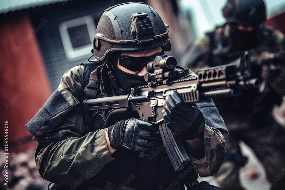 Chinese soldier preparing for action during a training exercise in an outdoor environment with tactical gear and advanced weaponry in a military operation Chinese soldier preparing for action during a training exercise in an outdoor environment with tactical gear and advanced weaponry in a military operation