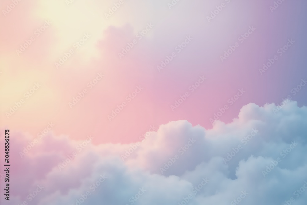 Dreamy pastel sky with soft fluffy clouds at sunset for background design. Dreamy pastel sky with soft fluffy clouds at sunset for background design.