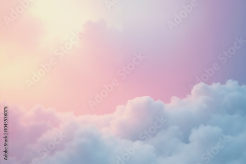 Dreamy pastel sky with soft fluffy clouds at sunset for background design.