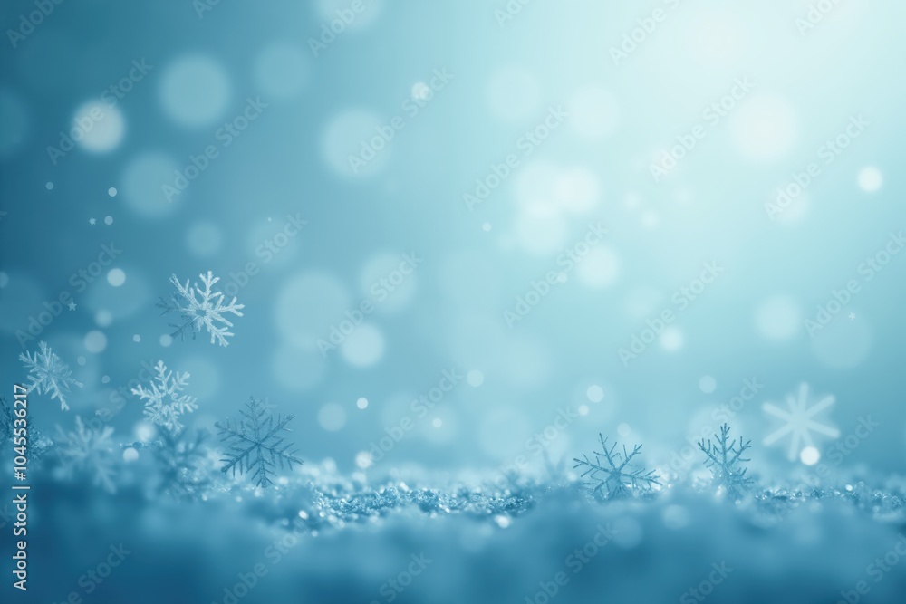 Winter wonderland scene with sparkling snowflakes and bokeh lights. Winter wonderland scene with sparkling snowflakes and bokeh lights.