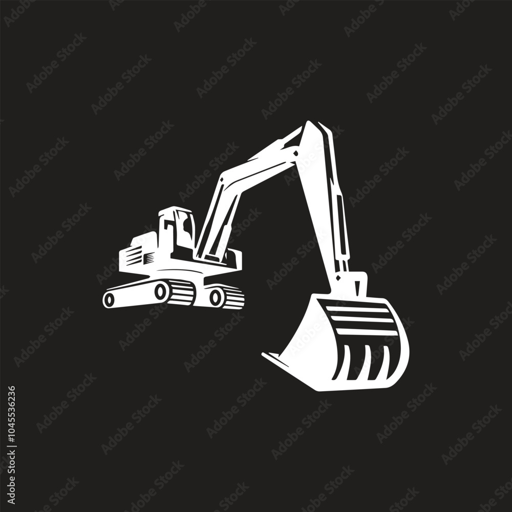 Excavator and loader machine on a white background, heavy construction equipment in yellow, industrial machinery for digging and transport Excavator and loader machine on a white background, heavy construction equipment in yellow, industrial machinery for digging and transport