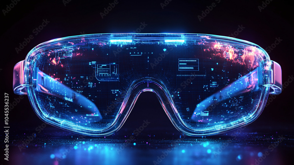 cyberpunk futuristic goggles with blue and pink neon lights 3d render cyberpunk futuristic goggles with blue and pink neon lights 3d render