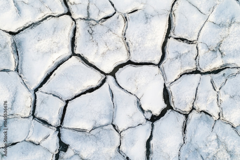 Obraz premium Close-up shot of a cracked surface of ice with intricate patterns