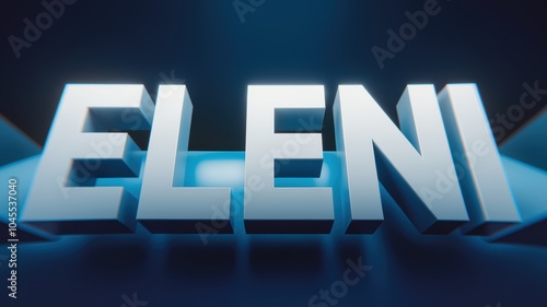 3D Text Rendering: Modern and Bold 'ELENI' Displayed in Blue Lights, Ideal for Branding and Promotional Use photo