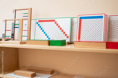 Montessori Math Materials with Bead Frames and Charts